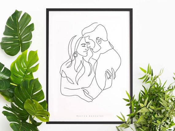 Custom Line Drawing Custom Portrait Minimalist Line Art Drawing Art Commission Couple Portrait Family Portrait Drawing From Photo