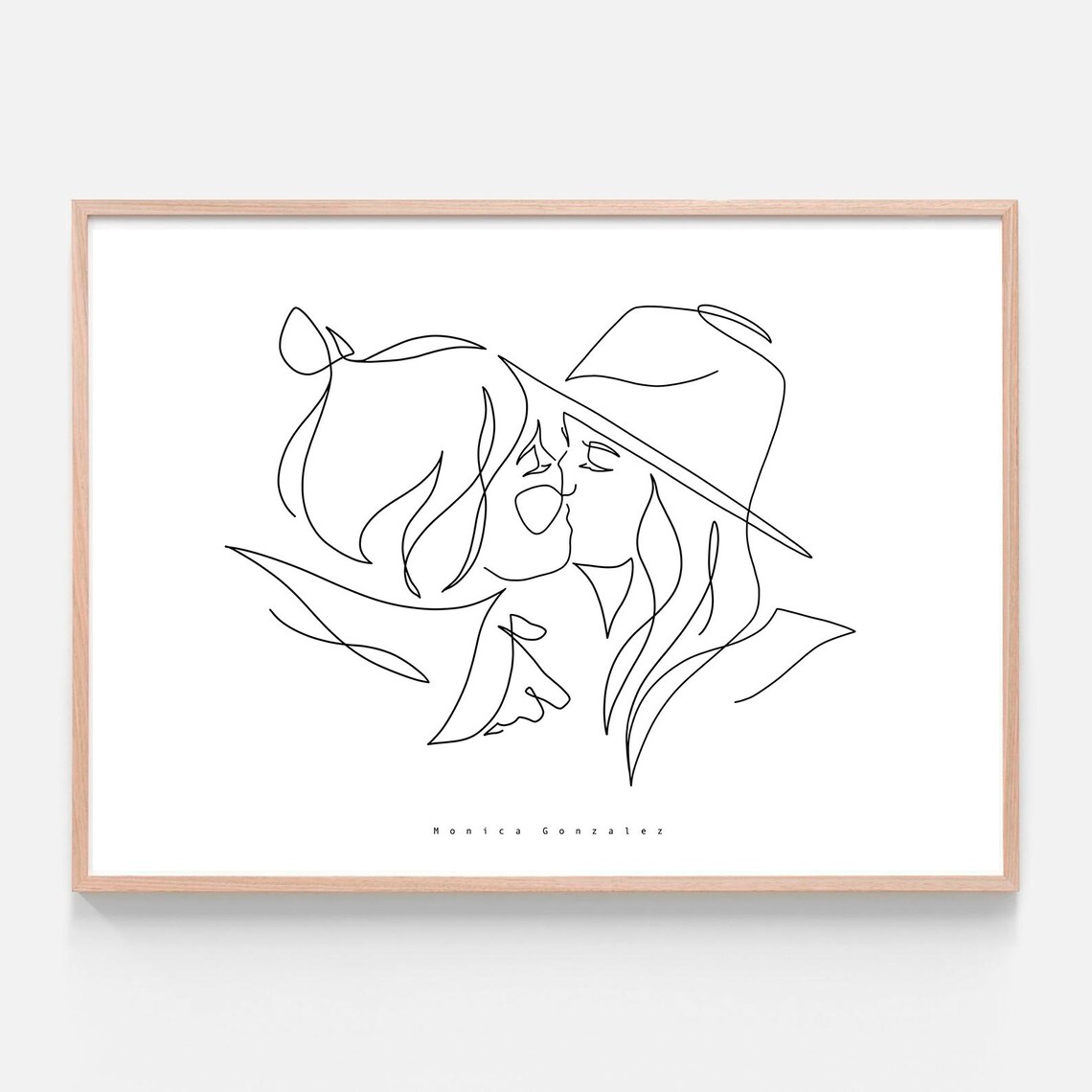 Custom Portrait Line Drawing, Minimal Couple Art Print