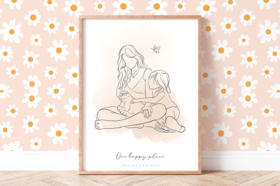 Custom Line Drawing Custom Faceless Illustration Line Art Custom Portrait Family Portrait Couples Portrait Personalised Gift