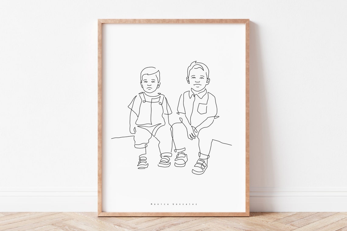Custom Family Portrait Family Portrait Illustration Fathers Day Gift Line Art Drawing From Photo Family Gift Gift For Mom Art - Image 9
