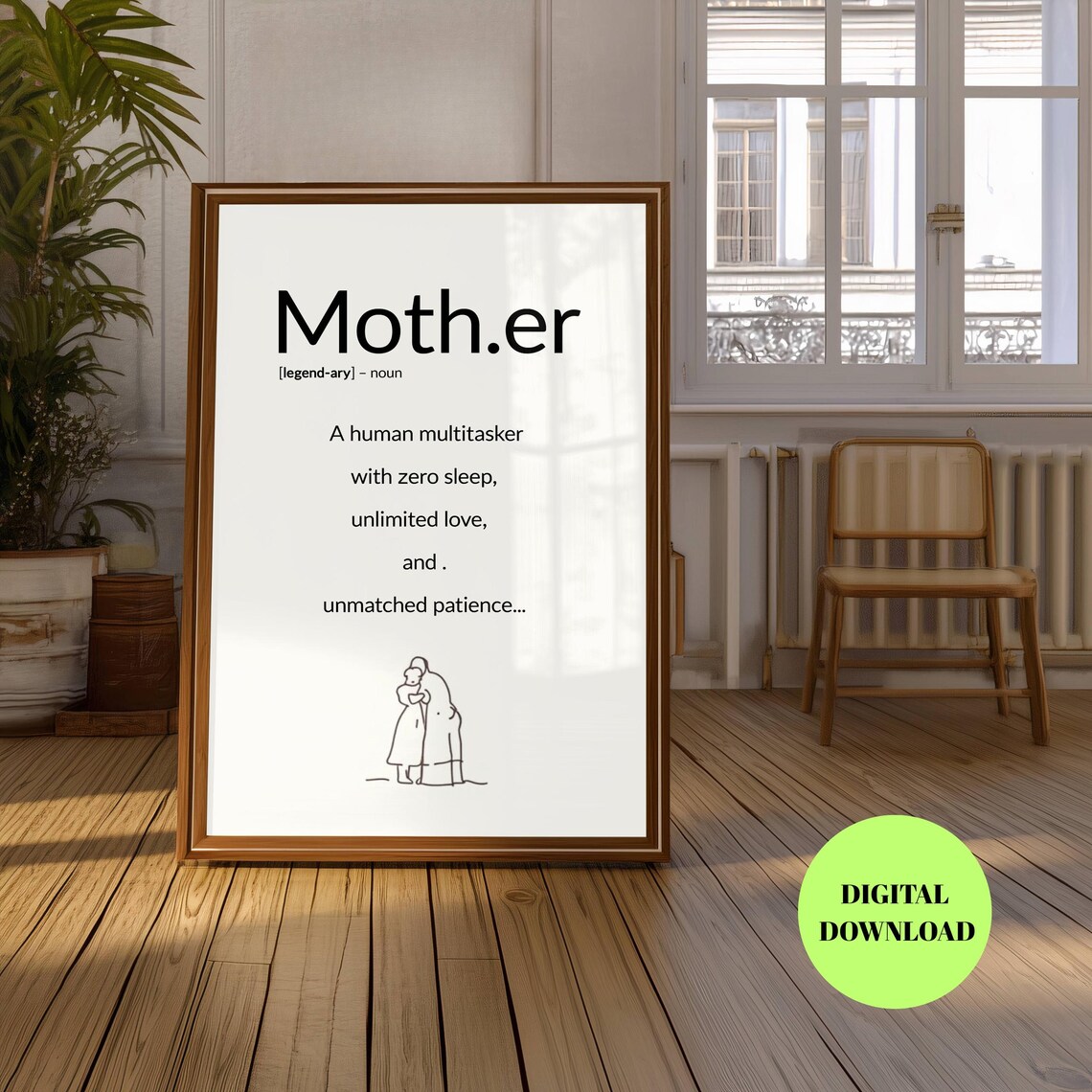 Mother Definition, Funny Minimalist Gift for Mom