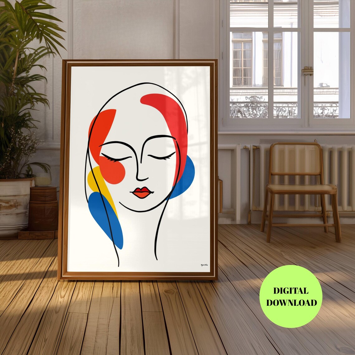 Abstract Face Line Art, Feminine Modern Portrait