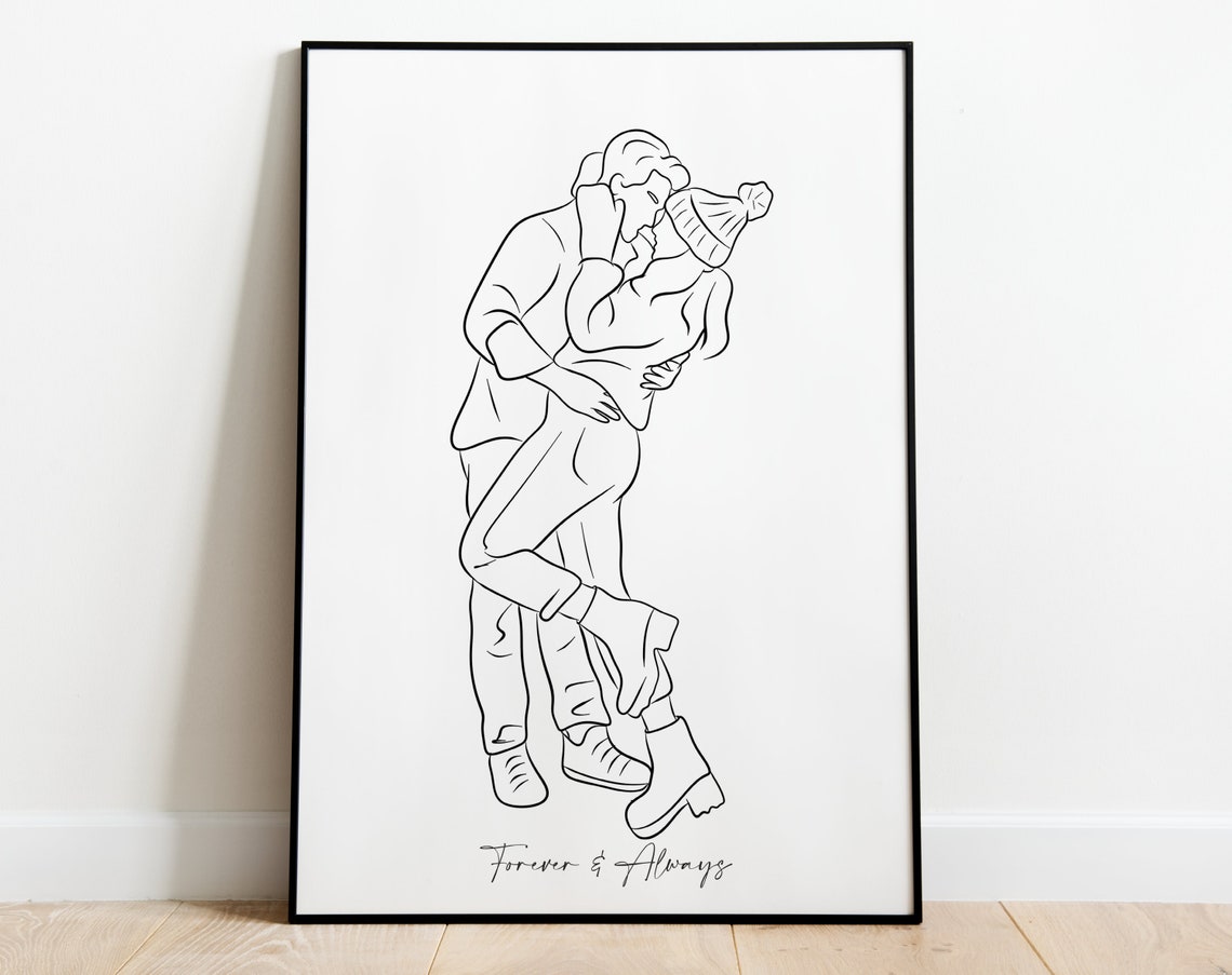 Custom Minimalist Single Line Drawing Couple Portrait Poster - Image 4