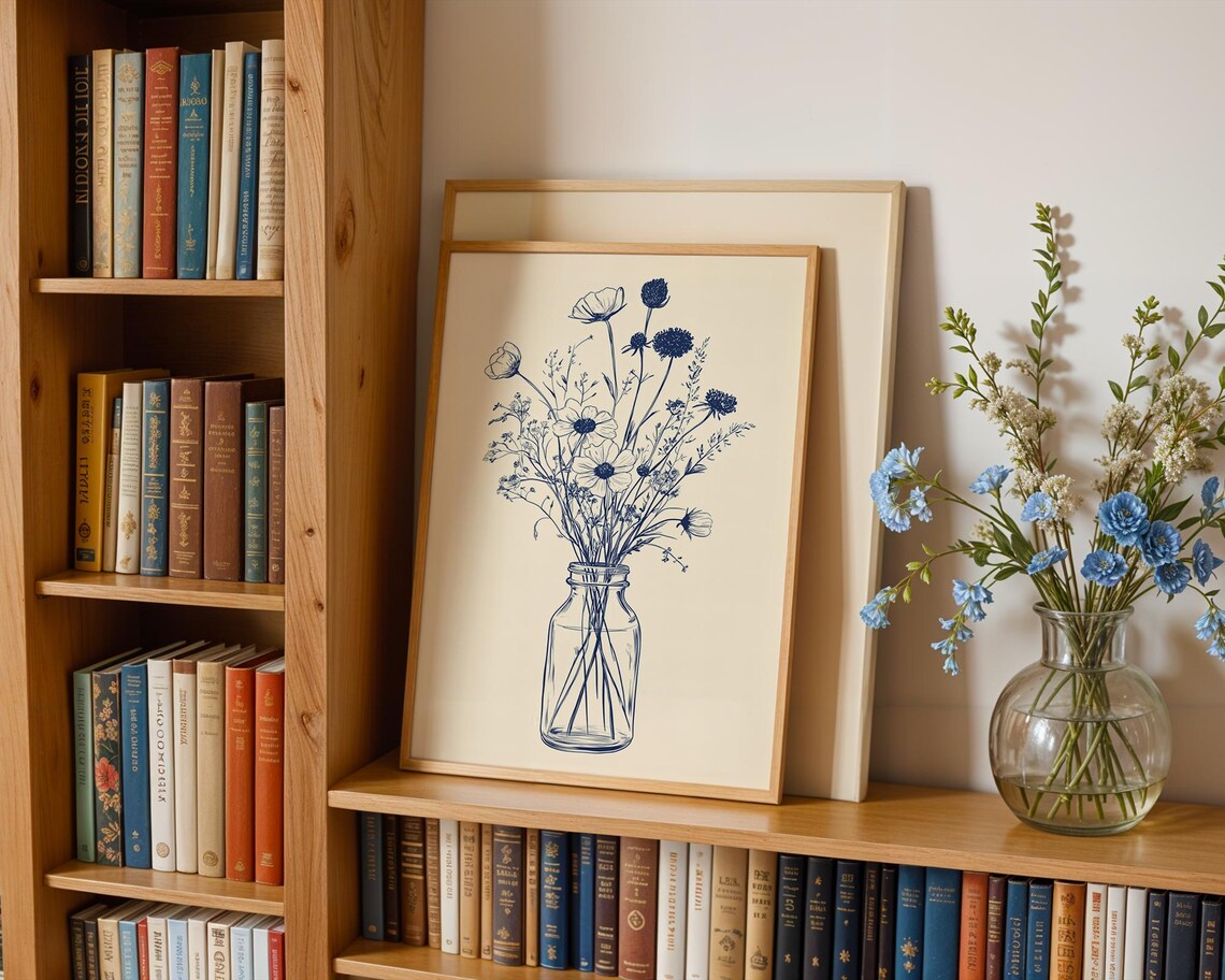 Minimalist Flower Art Print Modern Gicle Wall Decor