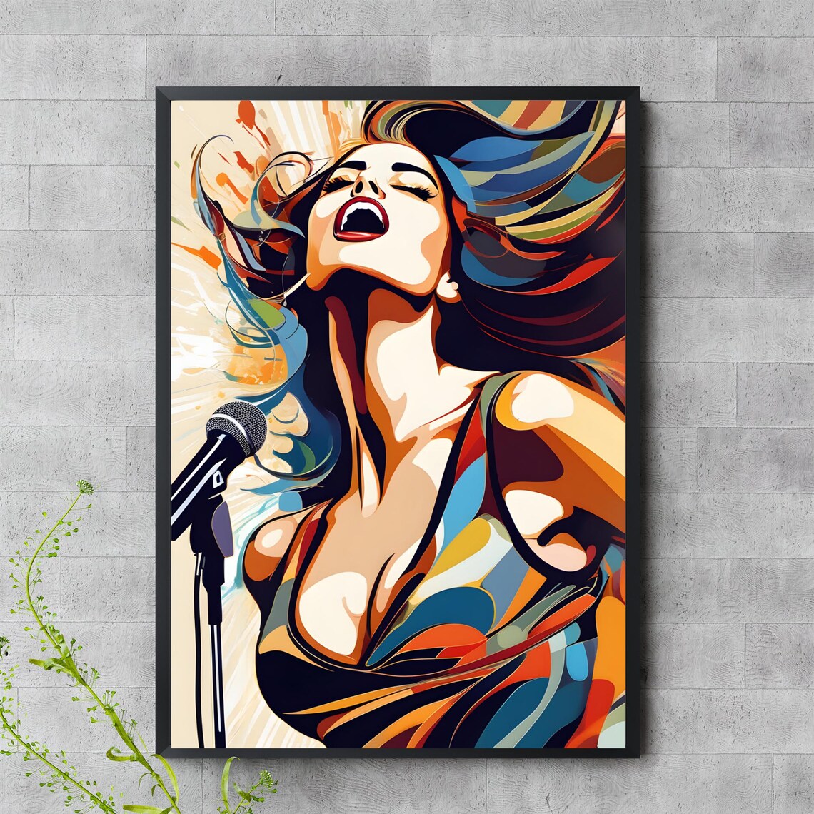 Pop Art Singing Woman Vibrant Colorful Singer Performance Poster