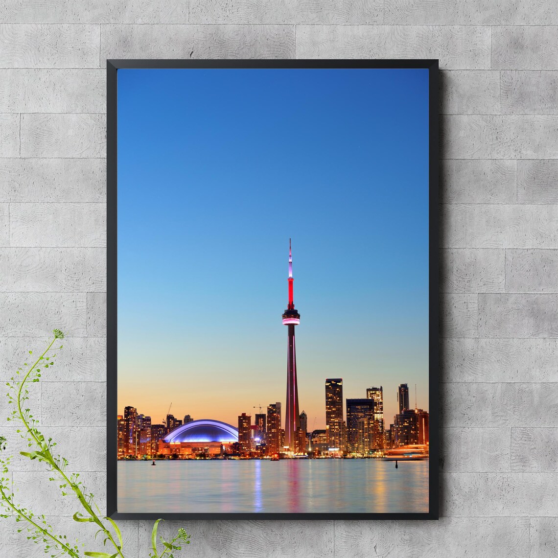 Toronto Skyline Sunset CN Tower Lake Ontario Canada Cityscape Photo Poster