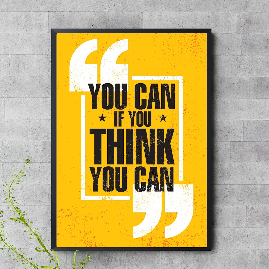 You Can If You Think You Can Bold Yellow Black Motivational Poster