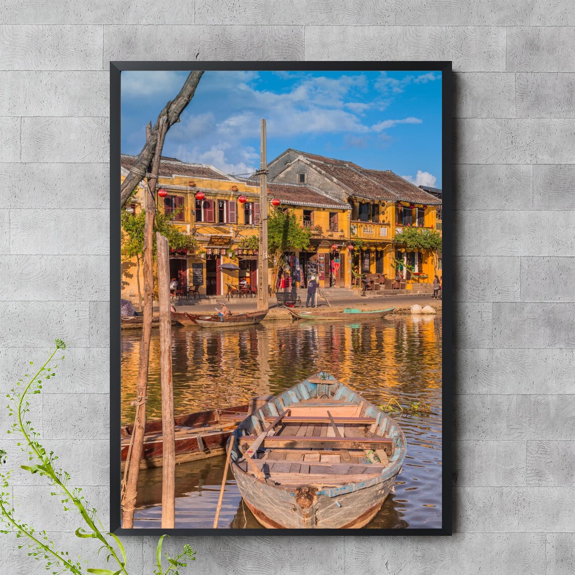 Hoi An Ancient Town Vietnam Lanterns Wooden Boat Riverfront Photo Poster