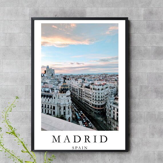 Madrid Skyline Poster Gran Va Metropolis Building Wall Art