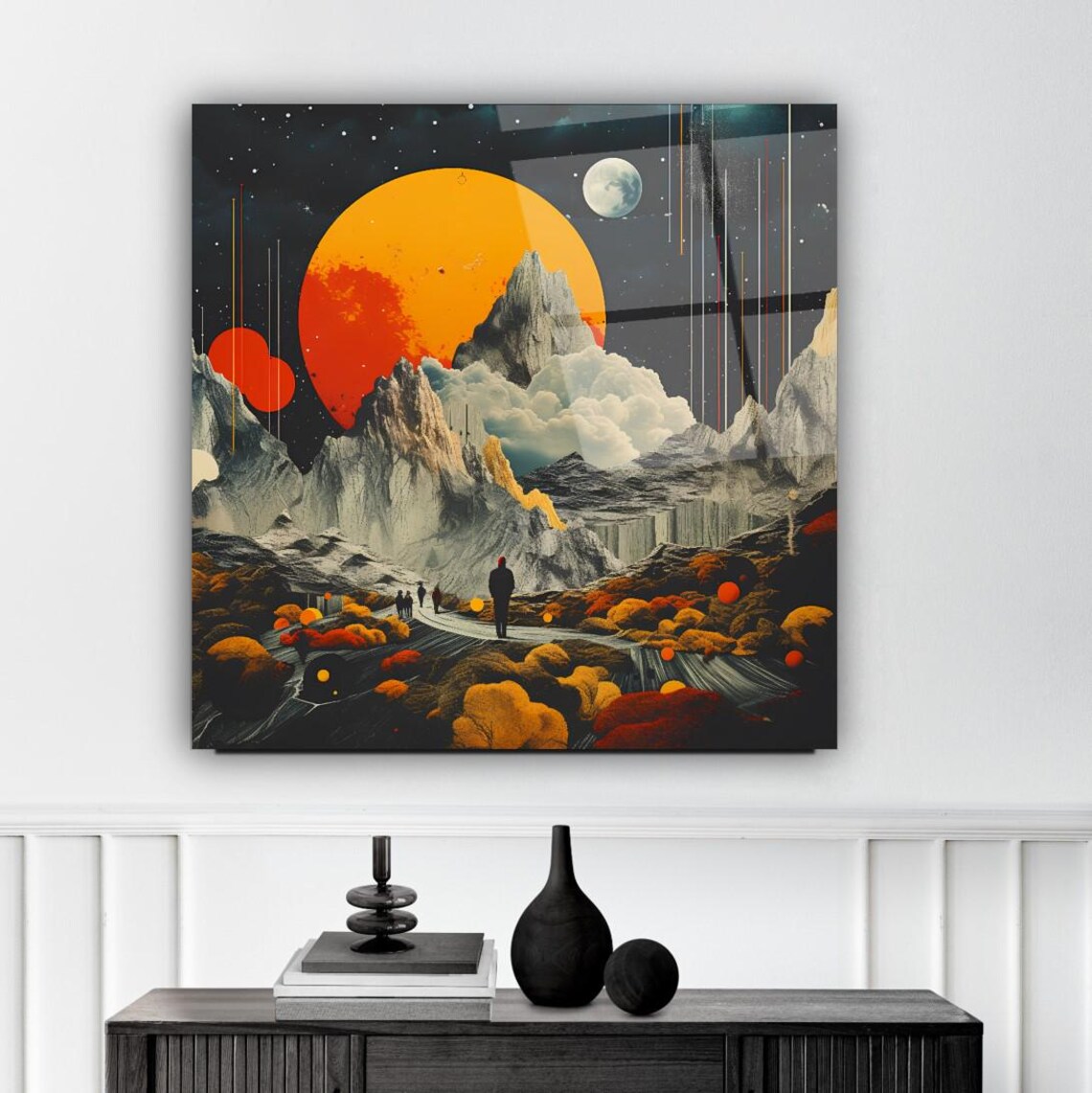 Surreal Mountain Landscape Wall Art Tempered Glass Print Modern Nature Wall Decor Luxury Glass Wall Art For Home And Office - Image 3