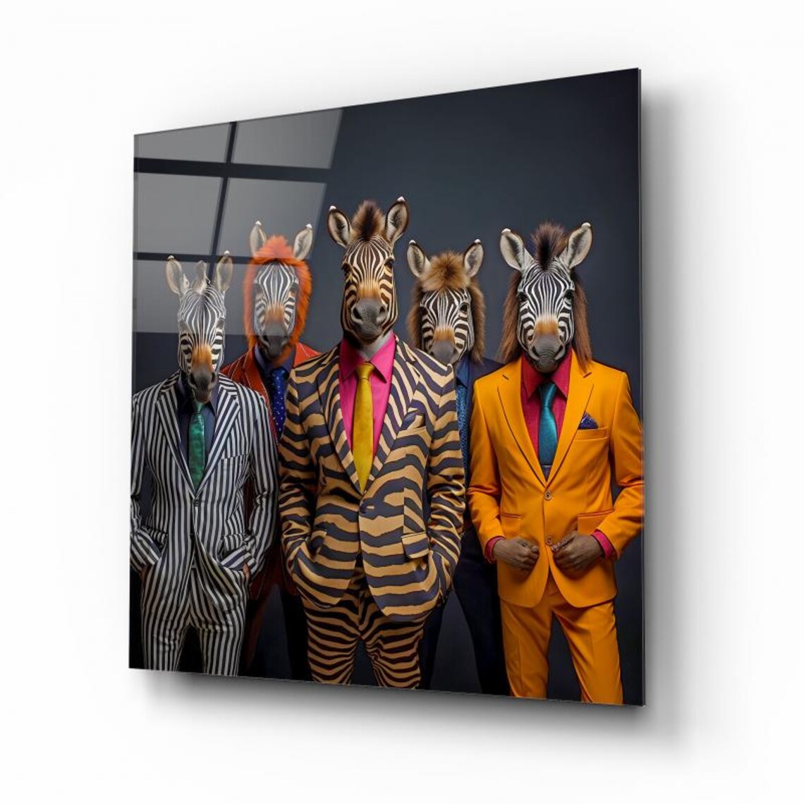 Zebra Squad Wall Art Tempered Glass Print Modern Animal Decor Luxury Glass Wall Art For Home And Office - Image 2