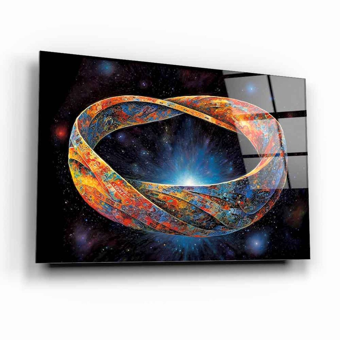 Cosmic Infinity Loop Wall Art Tempered Glass Print Modern Space Decor Luxury Glass Wall Art For Home And Office - Image 2