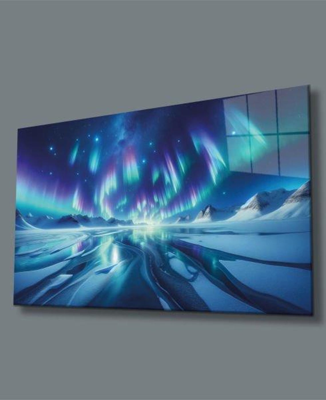 Polar Lights Tempered Glass Wall Art Mystical Aurora Over Icy Landscape Enchanting Arctic Night Serene Winter Decor - Image 2