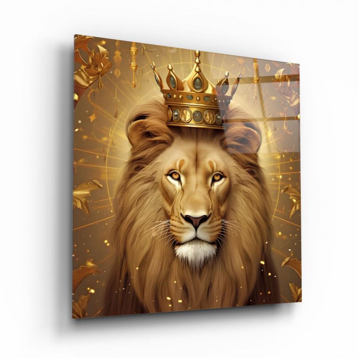Regal Lion Portrait Wall Art Tempered Glass Print Modern Animal Wall Decor Luxury Glass Wall Art For Home And Office - Image 2