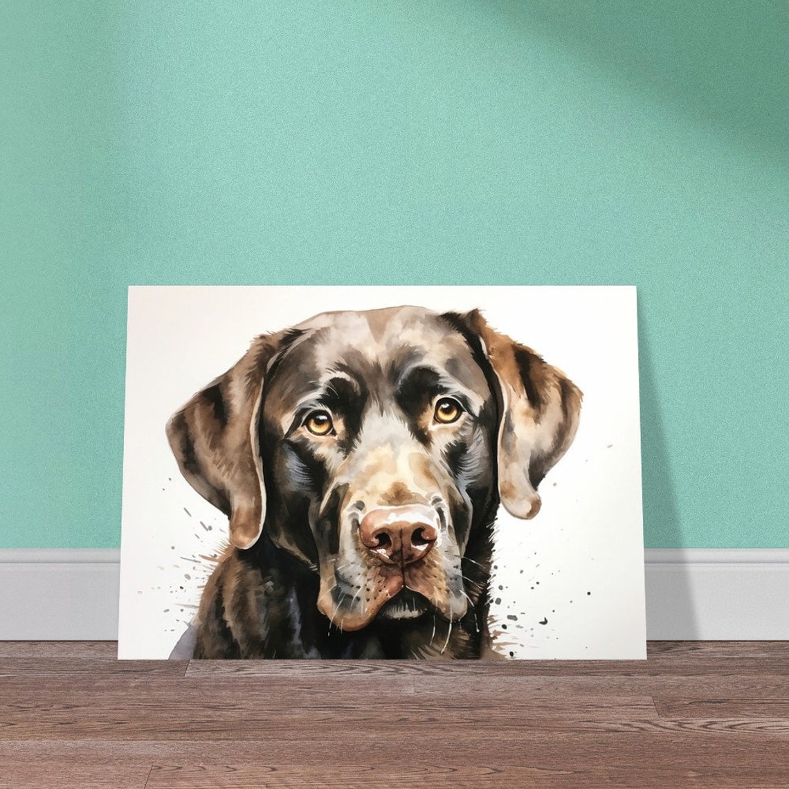 Soulful Chocolate Labrador Gaze Watercolour Loyal Dog Portrait Poster - Image 2