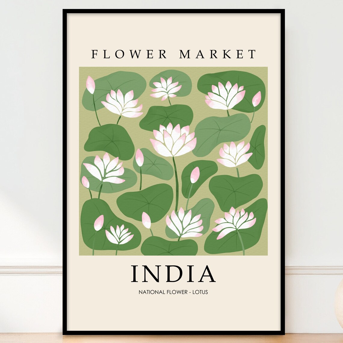 India Flower Market Lotus Wall Art White Lotus National Flower Decor