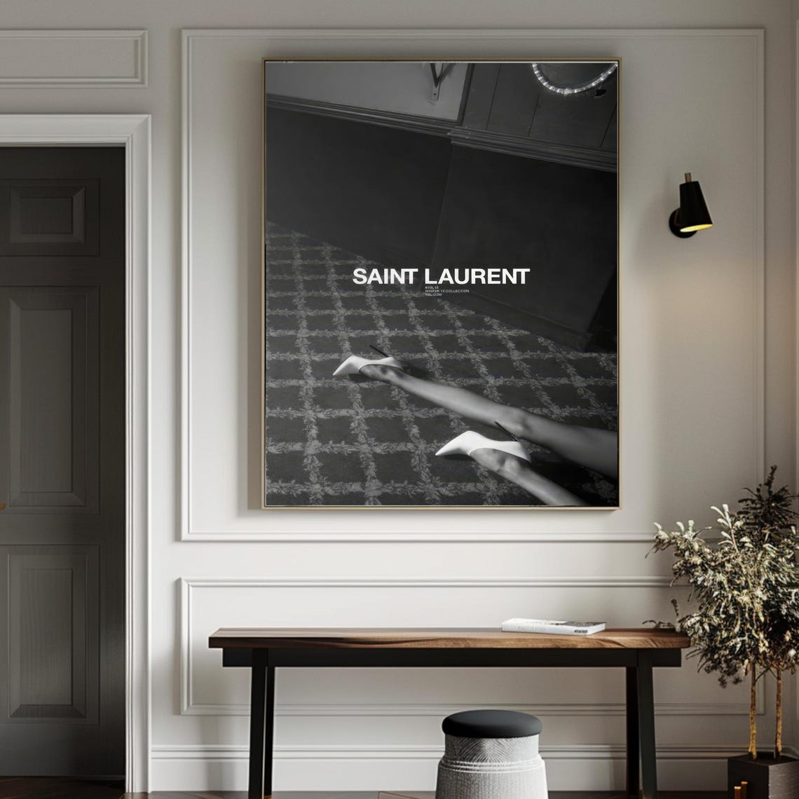 Saint Laurent Black And White White Heels Fashion Photography Poster - Image 2