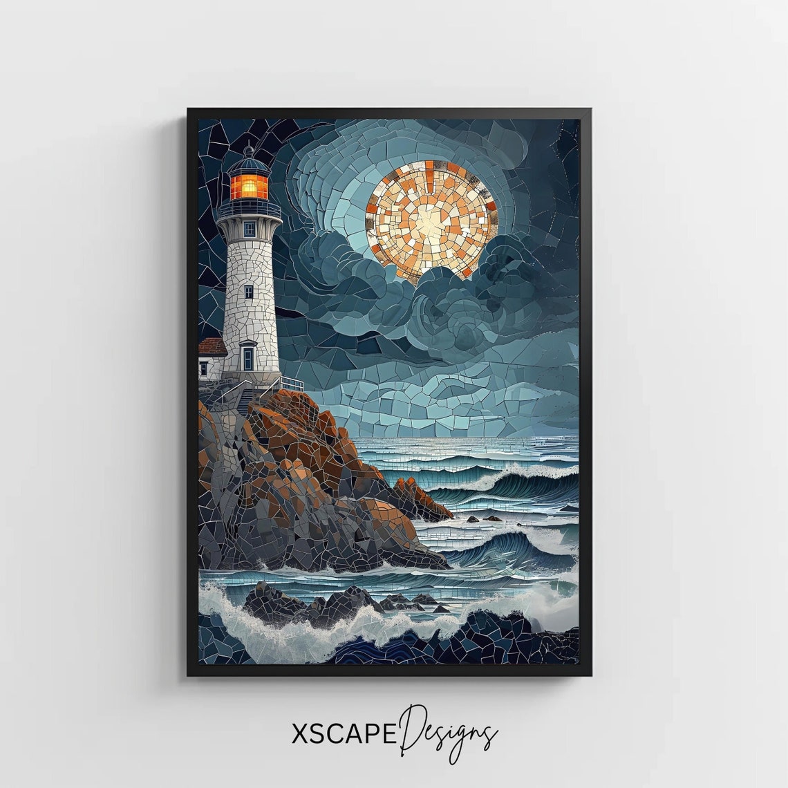 Stained Lighthouse Wall Art Print Nautical Poster Wall Art