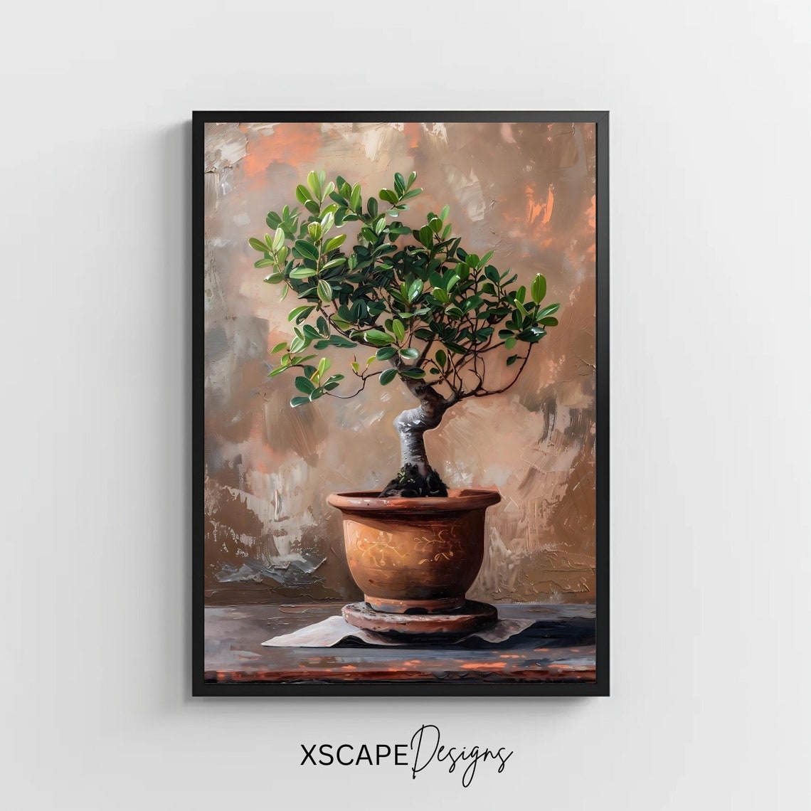 Bonsai Tree Terracotta Pot Zen Botanical Still Life Art Poster