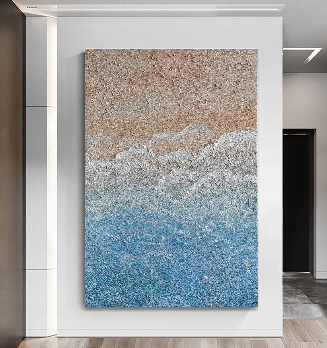 Aerial Beach Waves Minimalist Textured Ocean Coastline Poster - Image 4