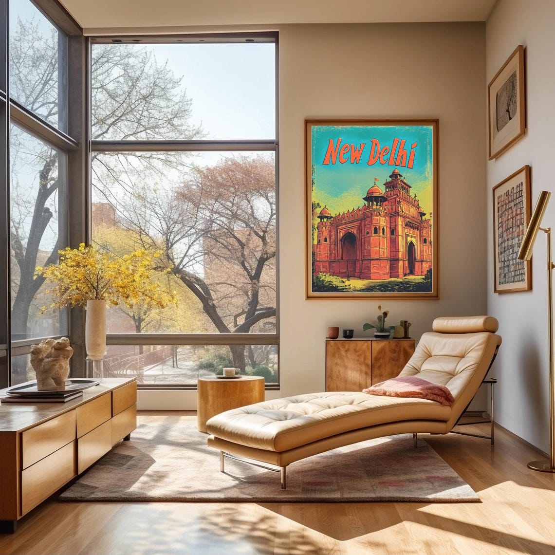 Vibrant Retro Travel Art Of New Delhis Iconic Architecture Wall Art - Image 2