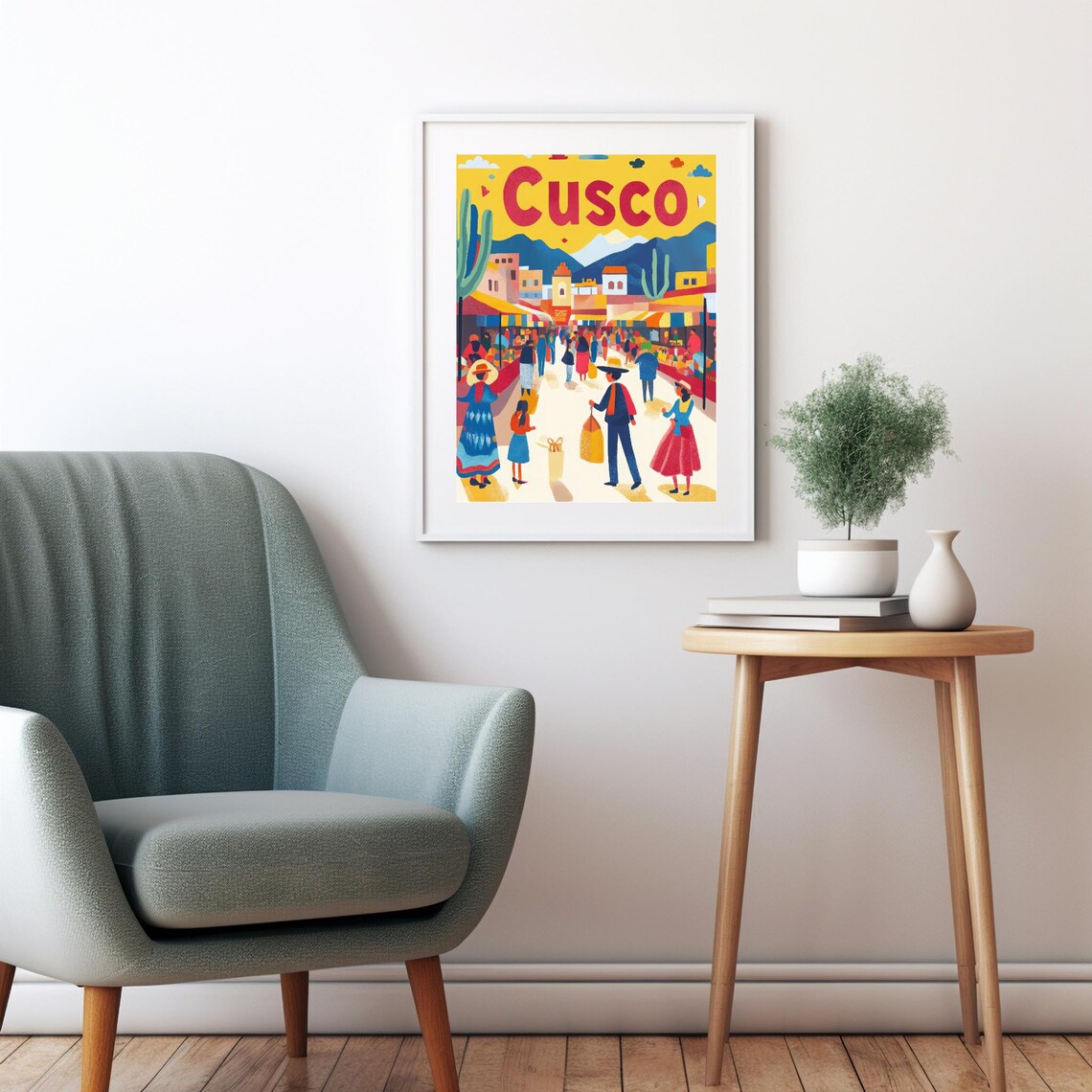 Cusco Market Scene, Peruvian Culture Travel Poster