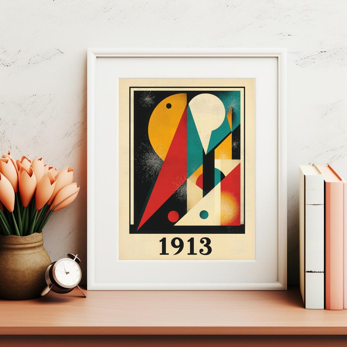 Abstract 1913 Art Print Vibrant Geometric Shapes In Bold Colors For Modern Wall Art - Image 3