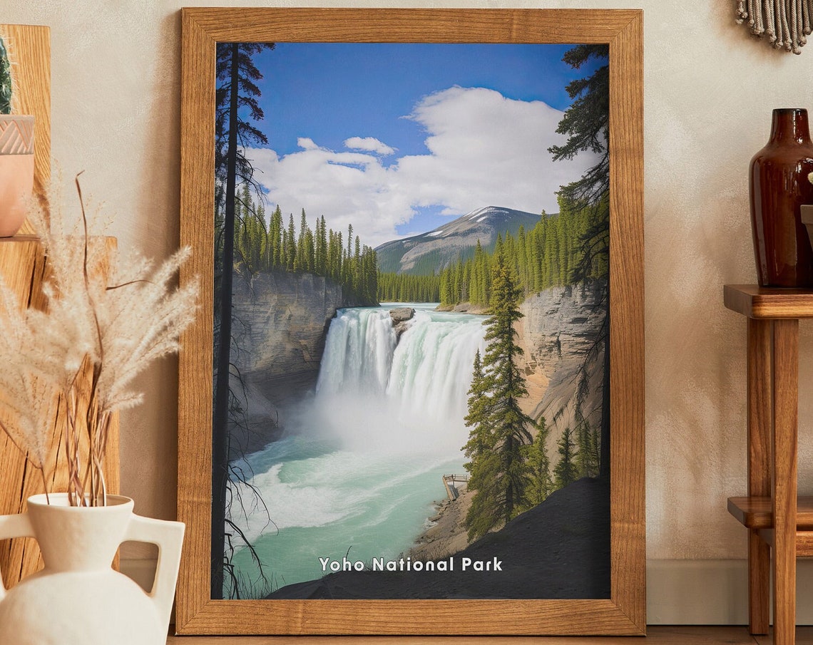 Yoho National Park Waterfall Canyon Pine Forest Canada Poster