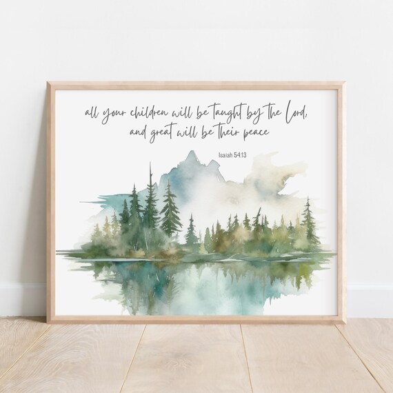 Isaiah 54 13 Children Taught By Lord Misty Lake Forest Poster