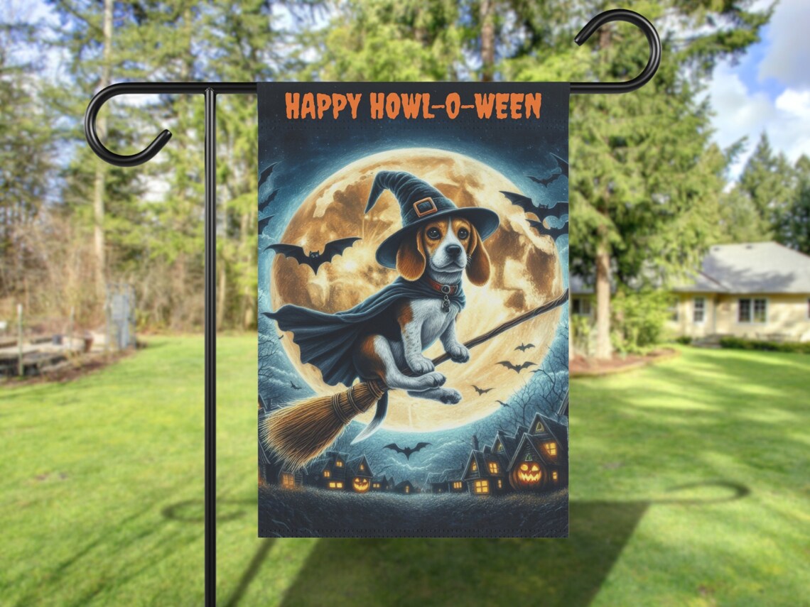 Halloween Beagle Yard Flag, Fall Dog Garden Decor