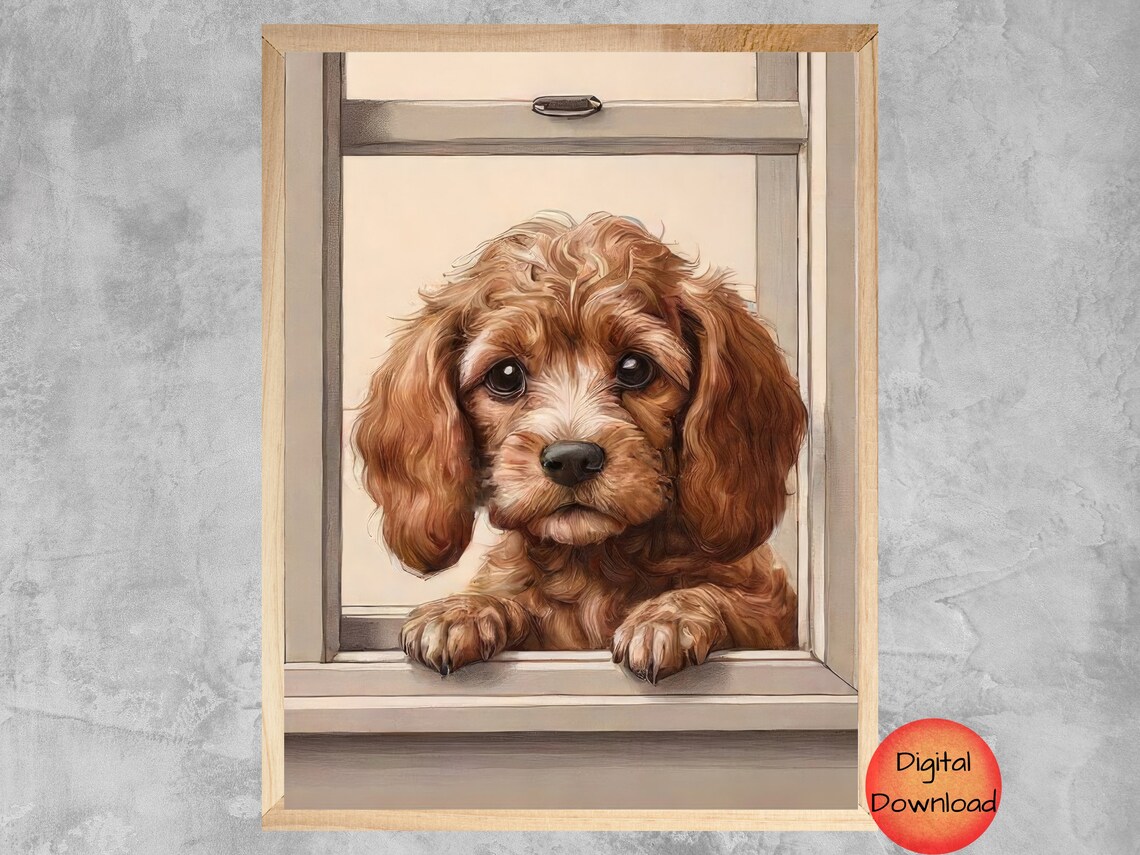 Cockapoo Pet Portrait Poster, Gift For Mom