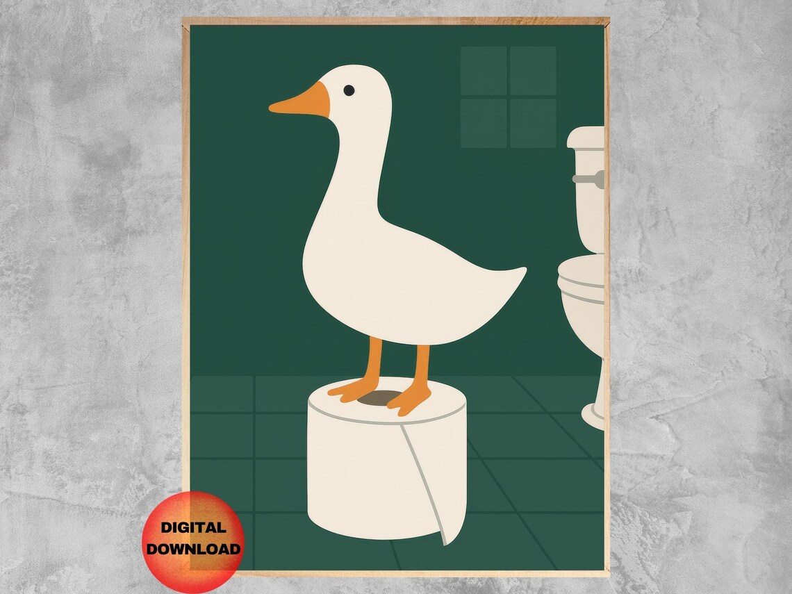 Silly Goose Poster, Kids Bathroom Humor Decor