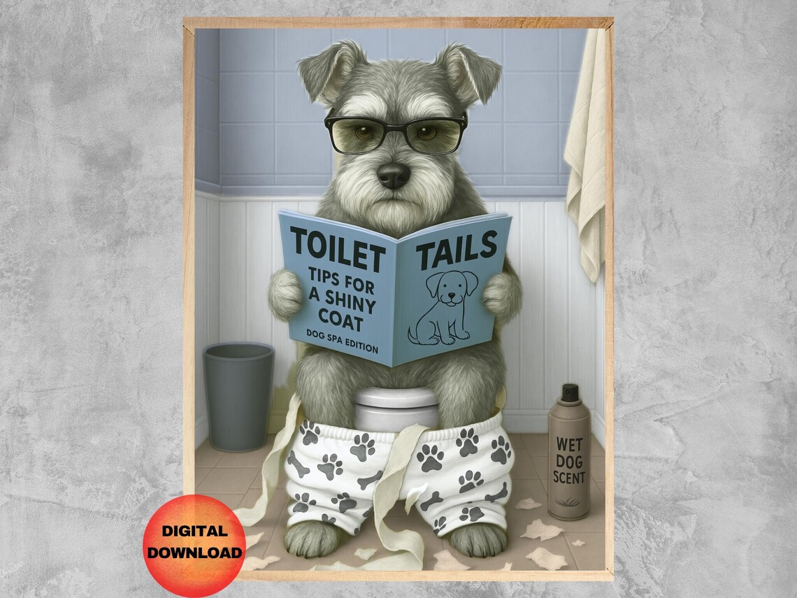 Mini Schnauzer Bathroom Humor Poster for Dog Lovers