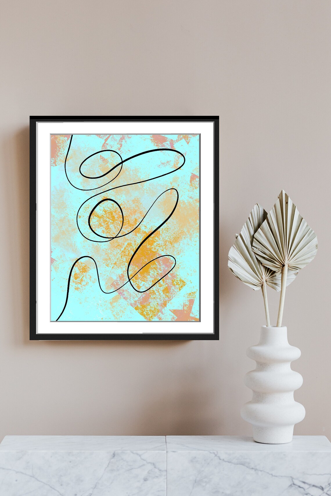 Abstract Minimalist Boho Line Art On Abstract Background Wall Art Contemporary Modern Instant