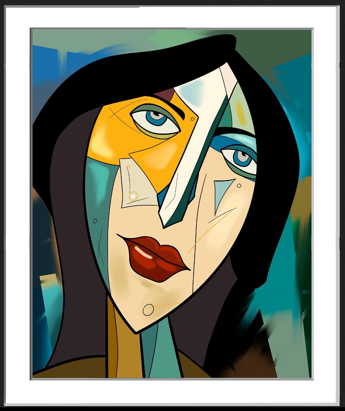 Cubism Portrait, Abstract Picasso Style Portrait