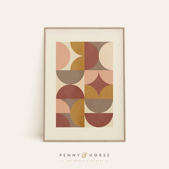 Geometric Boho Grid Print Minimal Scandi Shapes Neutral Warm Wall Art Muted Home Decor Abstract Print Modern Art
