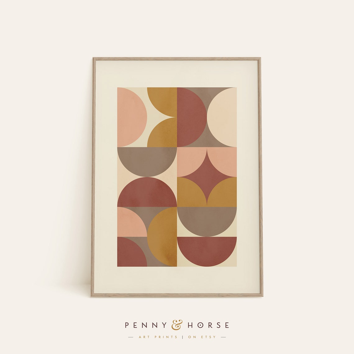 Geometric Boho Grid Print Minimal Scandi Shapes Neutral Warm Wall Art Muted Home Decor Abstract Print Modern Art