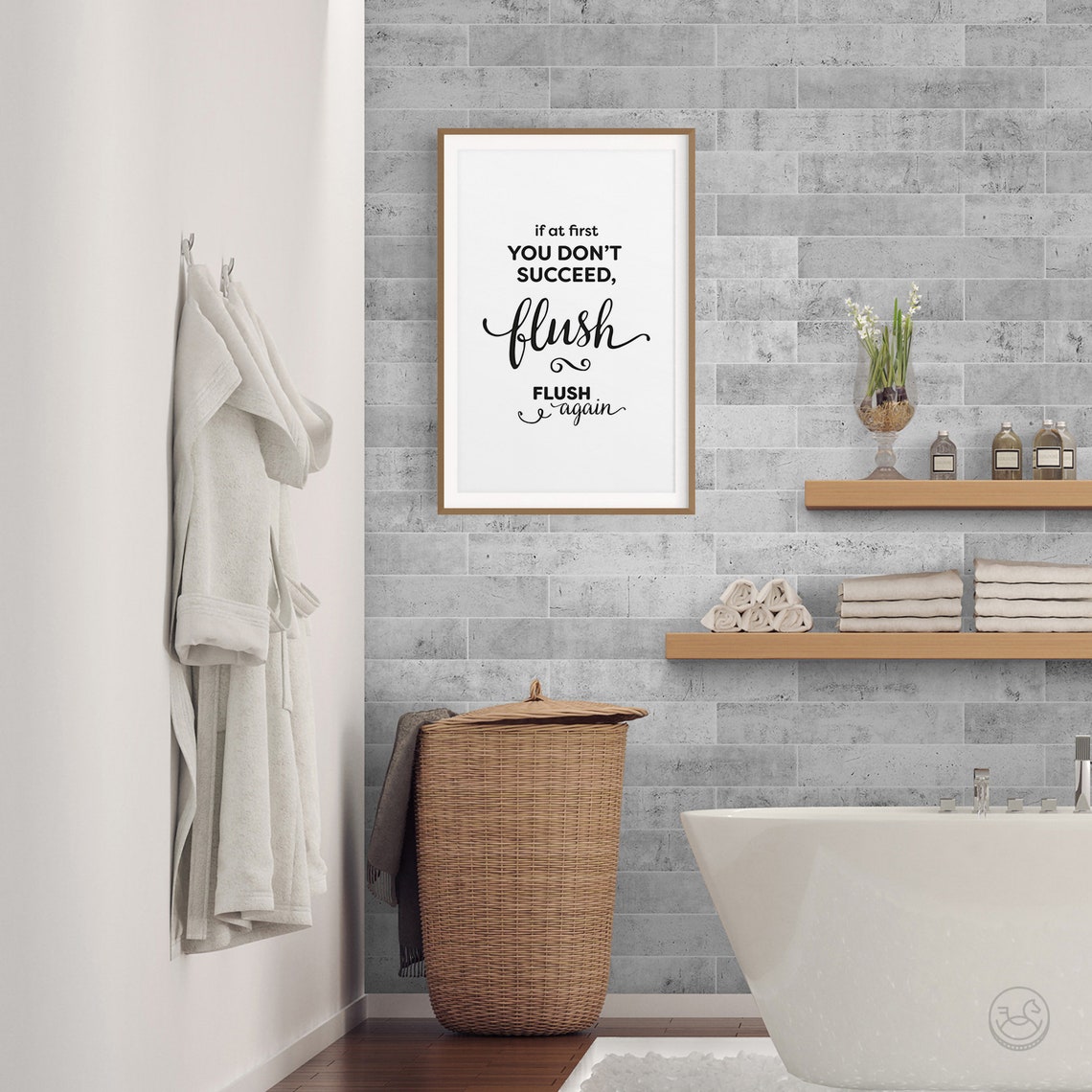 If At First You Dont Succeed Flush Poster Funny Bathroom Wall Decor - Image 2