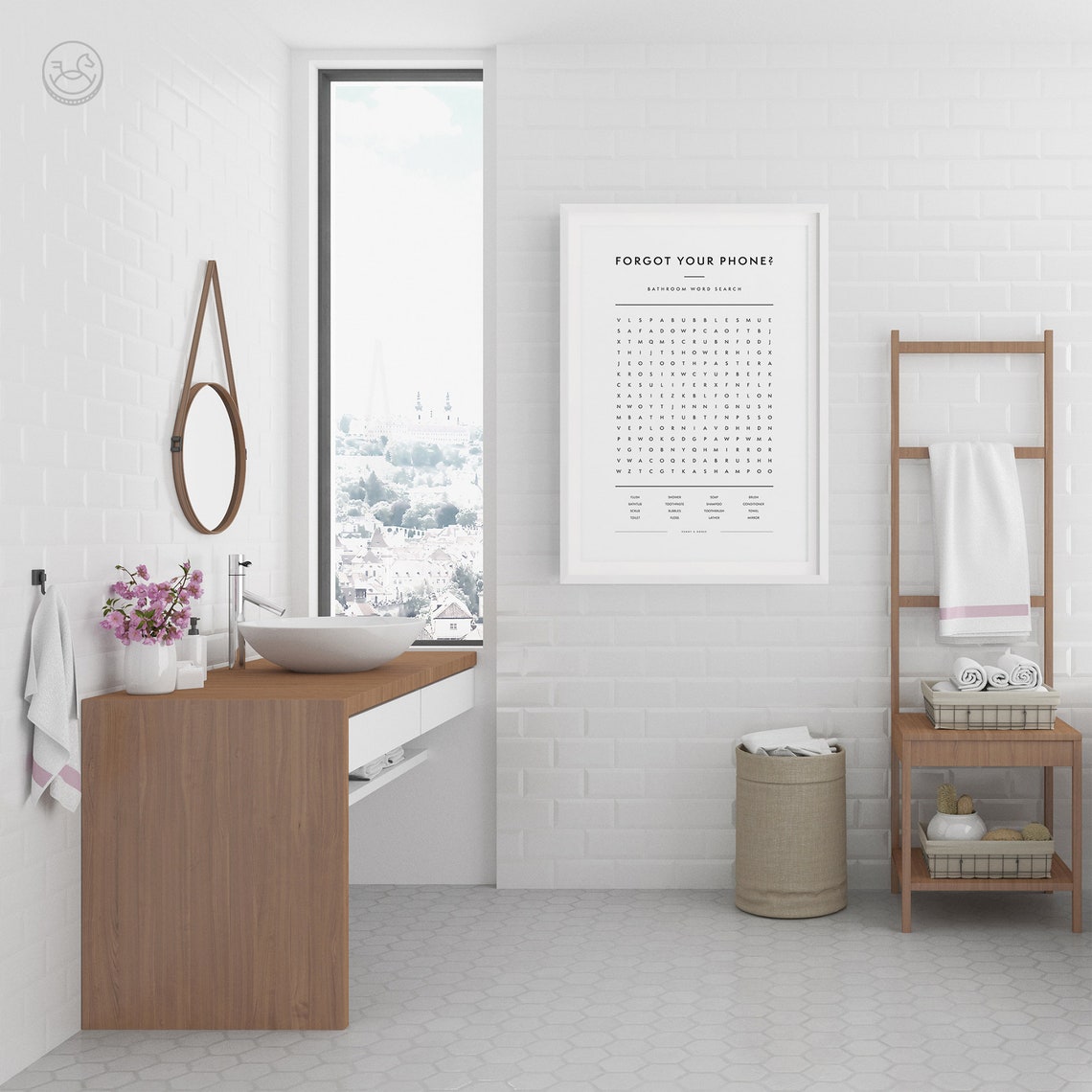 Forgot Your Phone Bathroom Word Search Anagram Riddles Print Set - Image 4