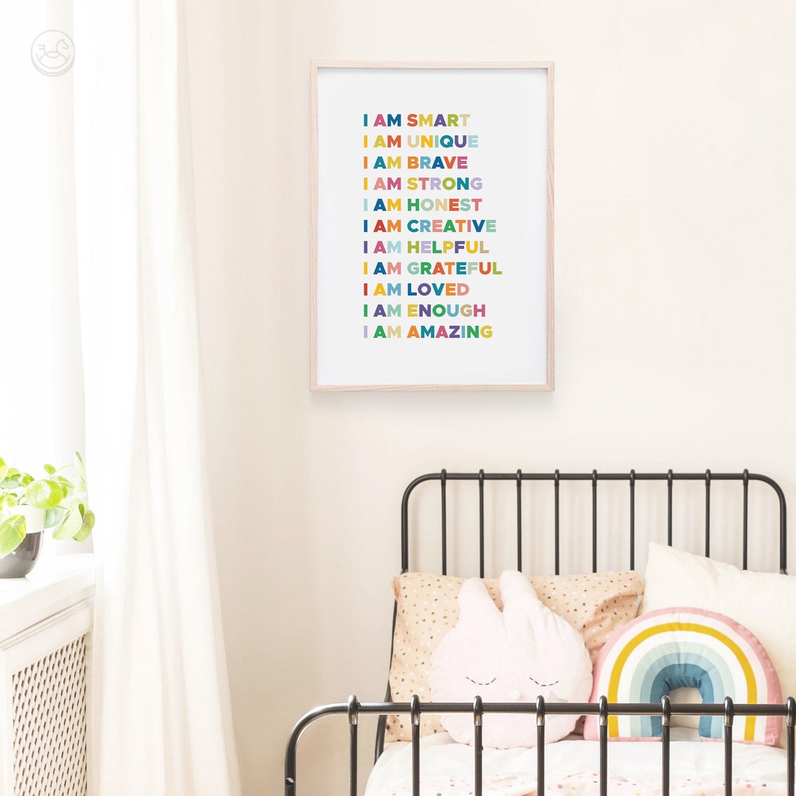 Affirmations for Kids Colorful I Am Smart Quote Poster for Nursery - Image 3