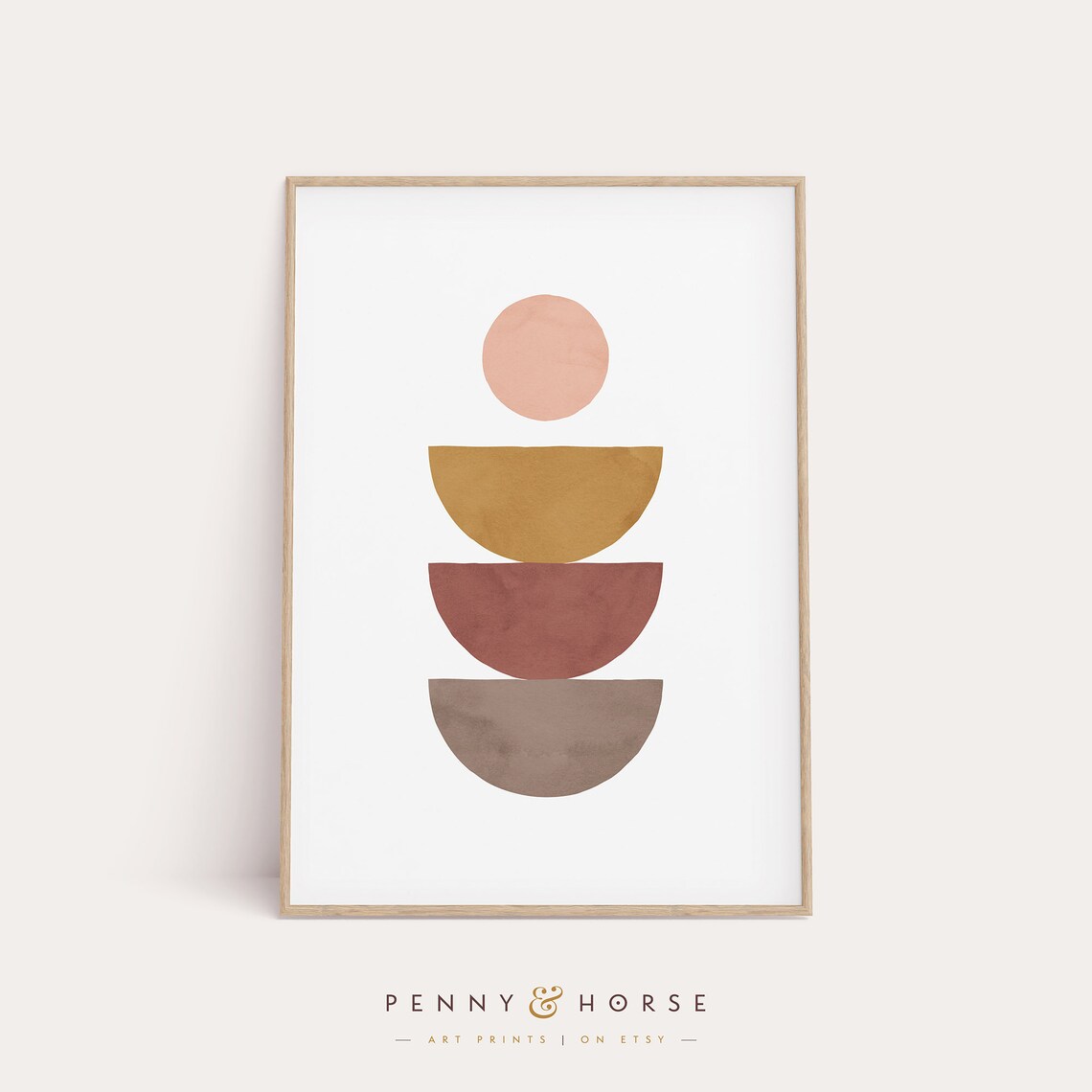 Geometric Circles Print Nordic Boho Shapes Neutral Warm Wall Art Muted Home Decor Abstract Print Modern Art