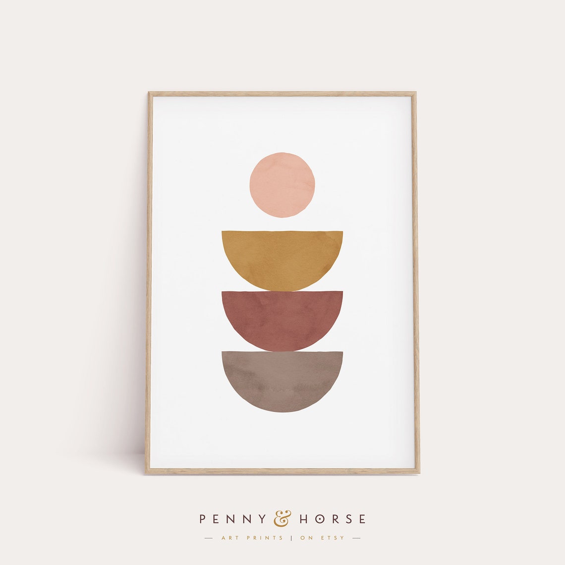 Geometric Stacked Circles Poster Nordic Boho Abstract Earth Tone Decor