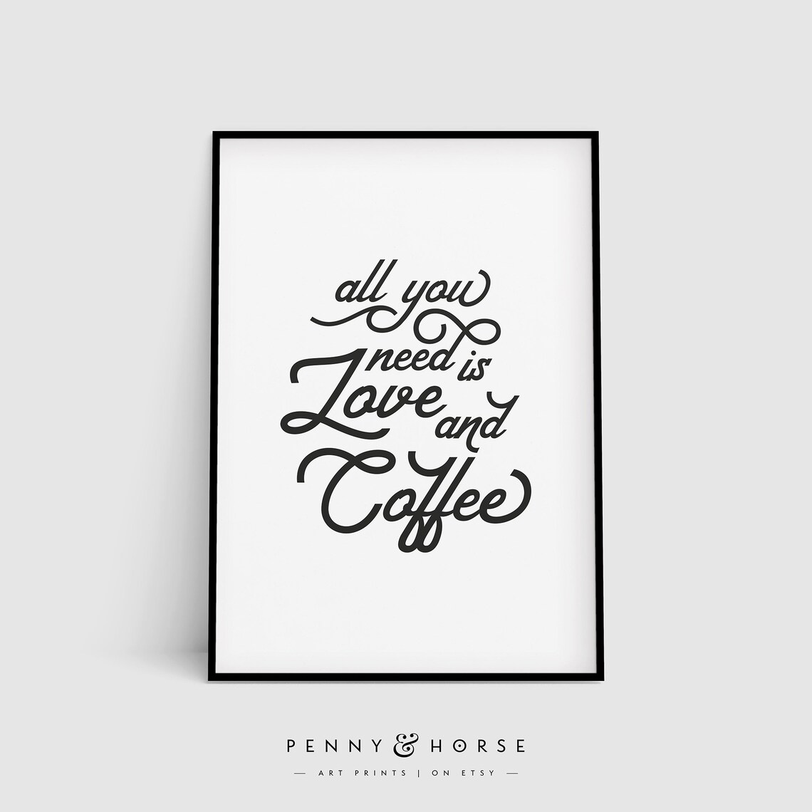 Love Coffee Art Print, Coffee Kitchen Wall Decor