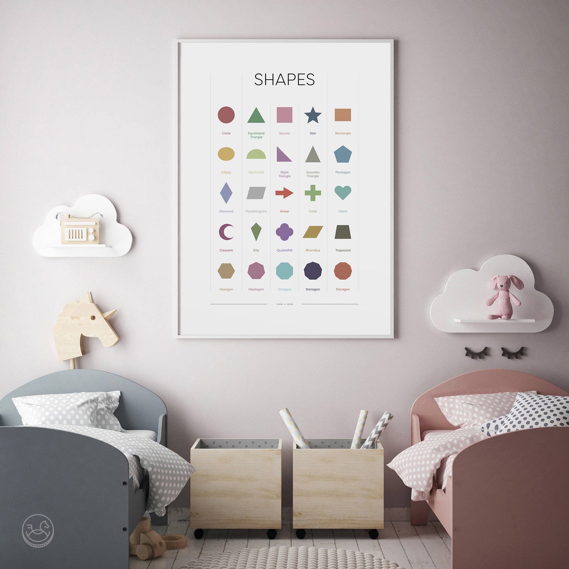 Shapes Learning Chart Twenty Five Named Shapes Kids Educational Poster - Image 3