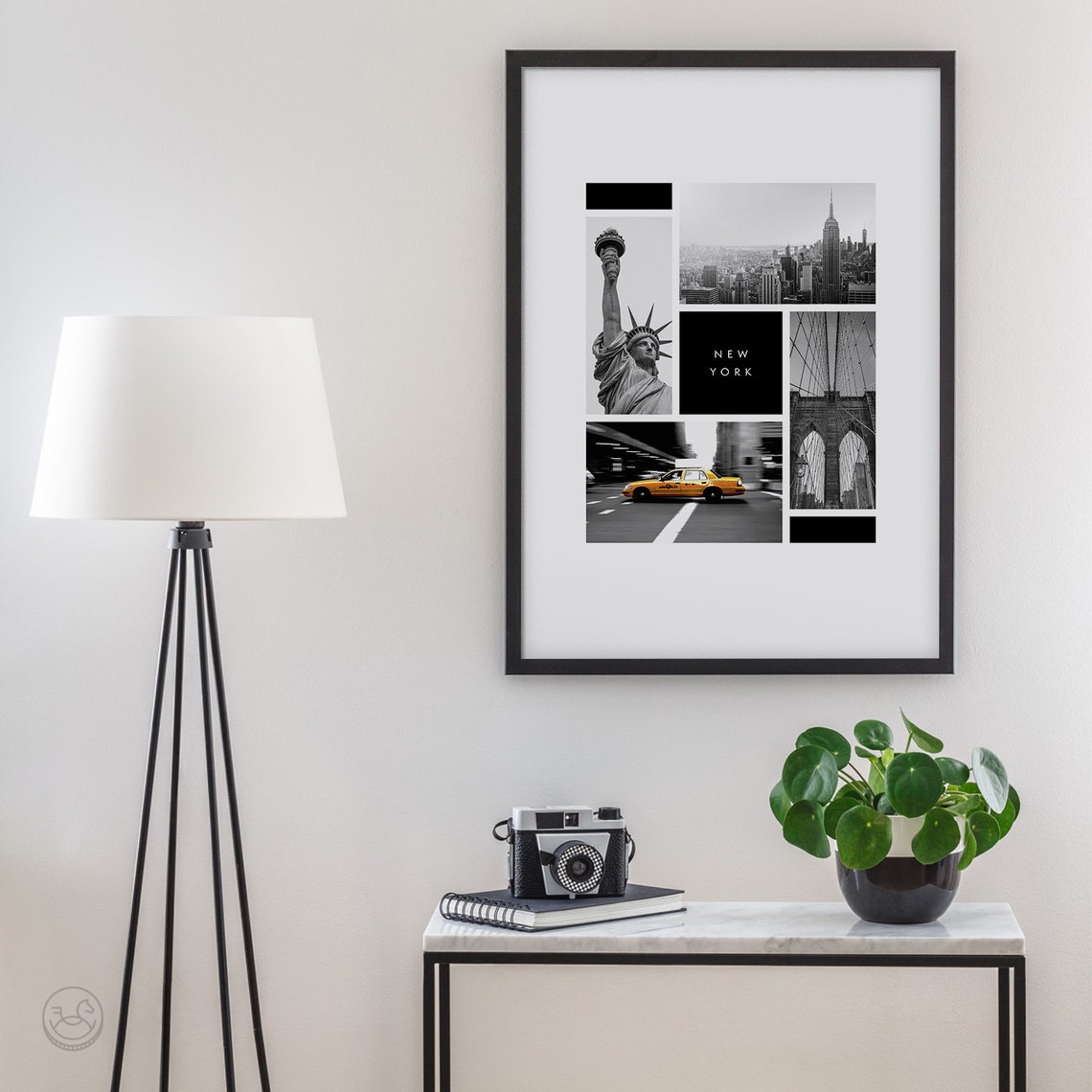 New York City Collage Empire State Taxi Brooklyn Bridge Poster - Image 3