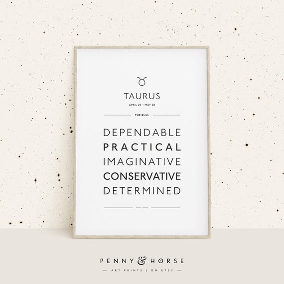 Taurus Zodiac Traits Print Zodiac Gift Taurus Zodiac Dates Wall Decor Zodiac Explained Astrology Print
