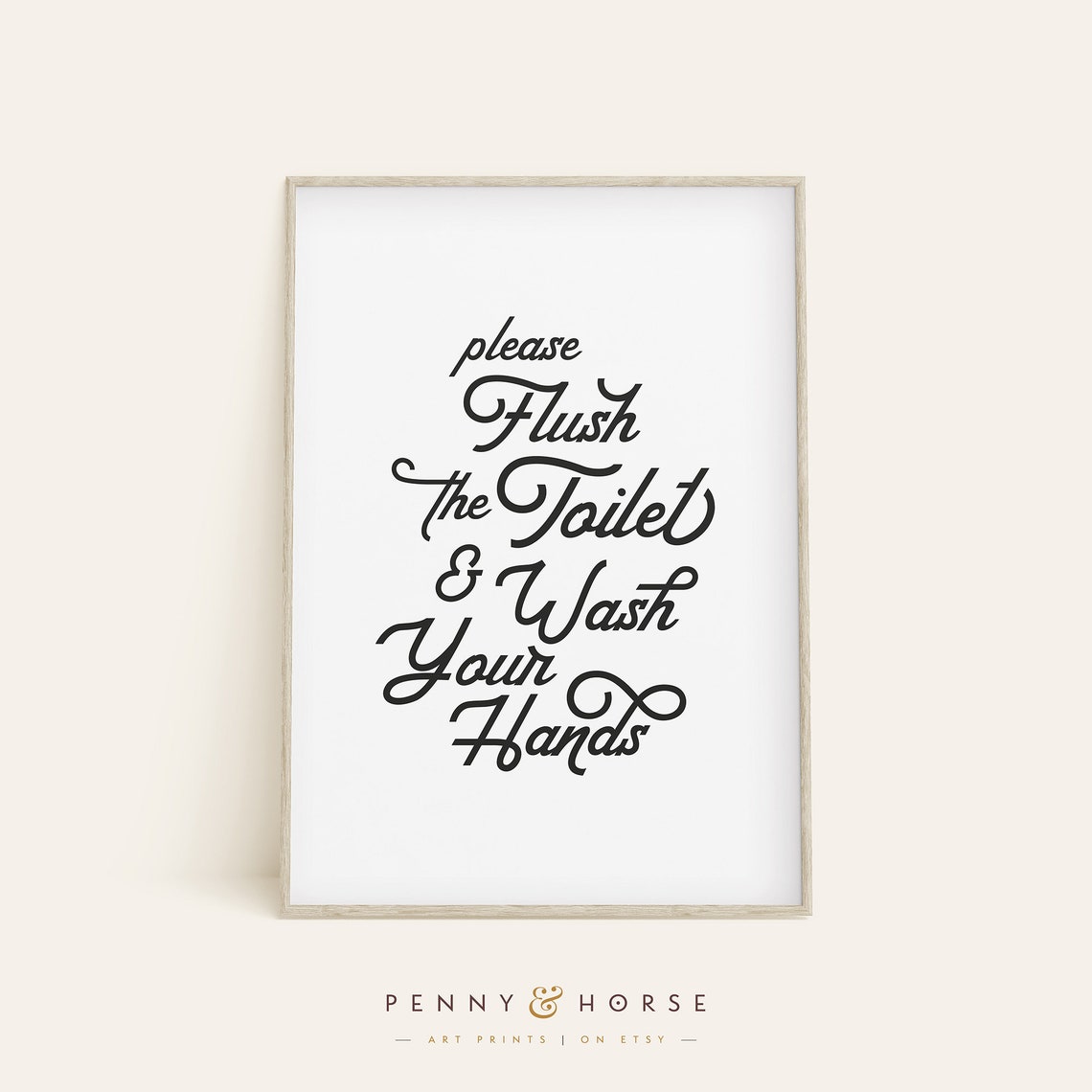 Please Flush the Toilet and Wash Your Hands Script Typography Poster - Image 4