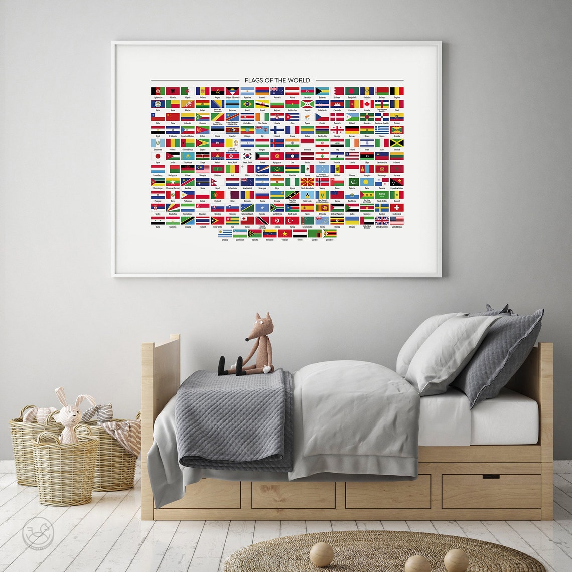 Flags of the World Chart Colorful Country Flags Reference Poster - Image 2
