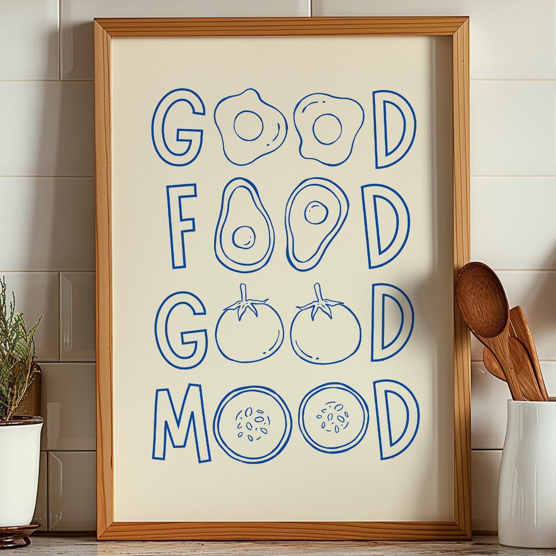 Good Food Good Mood Breakfast Eggs Avocado Kitchen Art Poster