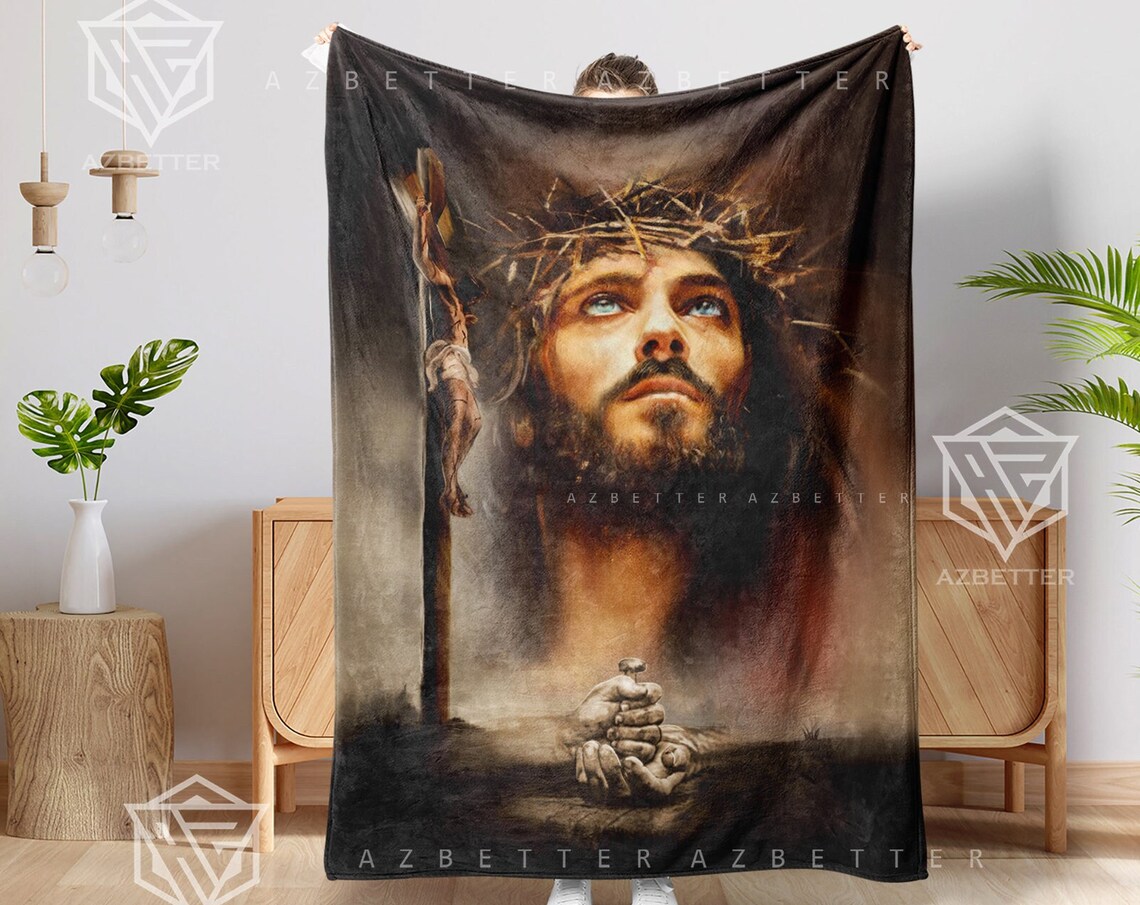 Jesus Crown of Thorns Passion of Christ Prayer Blanket Poster